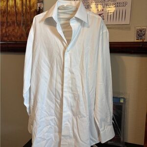 David Donahue White Dress Shirt with Pointed Collar